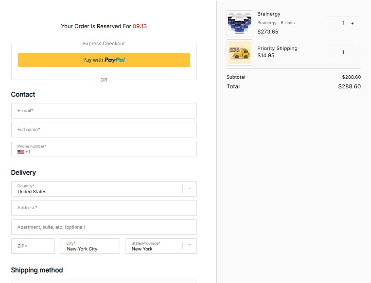 Brainergy Order Page